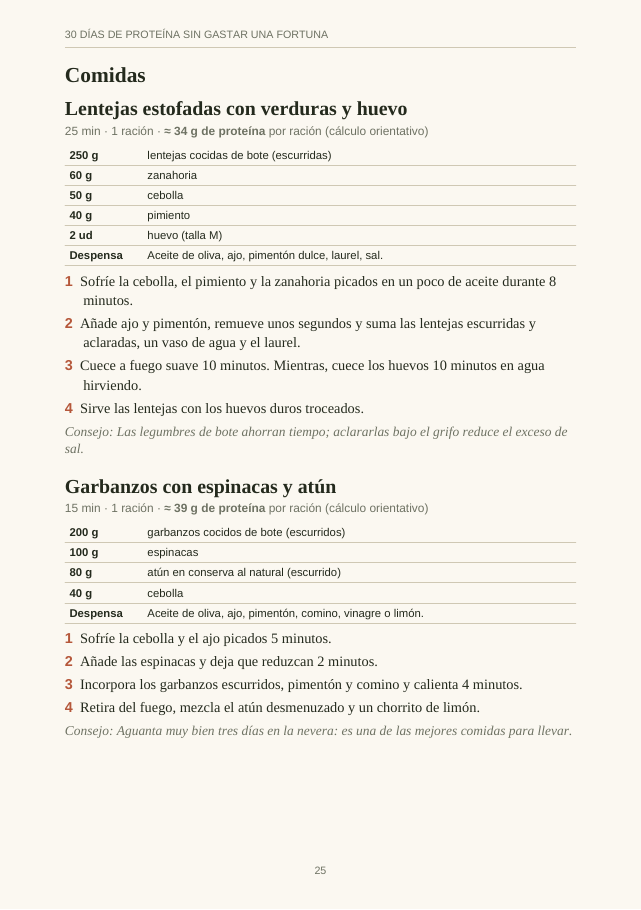 Página del ebook con un ejemplo de receta